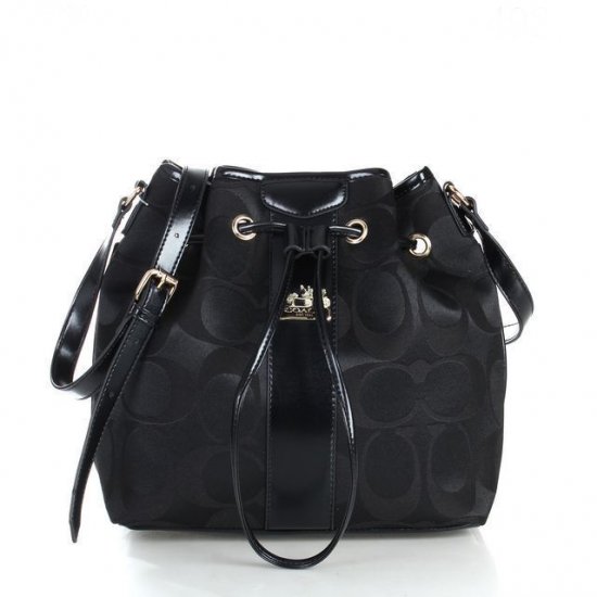 Coach Drawstring Medium Black Shoulder Bags FCE - Click Image to Close